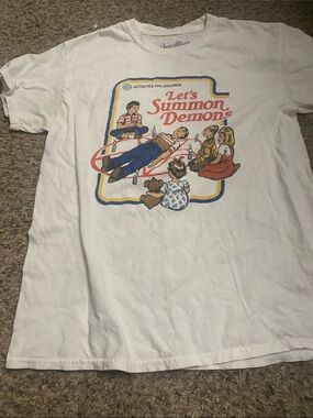 Threadless White Kids Tee with Retro 'Let's Summon Demons' Graphic
